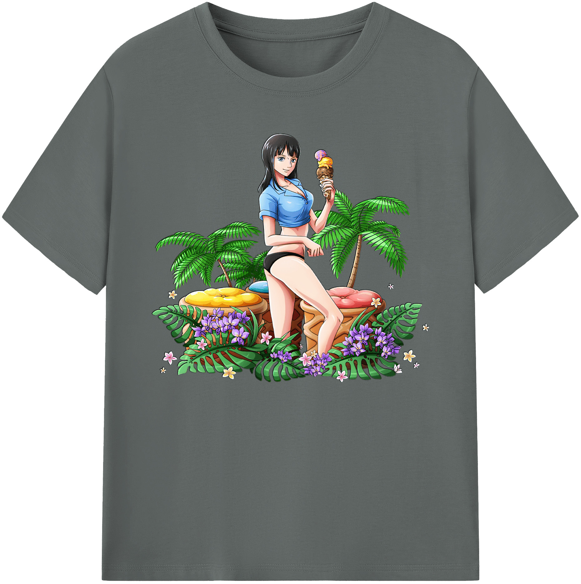 ワンピース ニコ・ロビン ONE PIECE Nico Robin 綿100％ メンズ半袖Tシャツ｜肌触りやわらか＆通気性